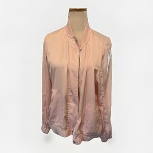 JUICY COUTURE  Pink Draped Satin Bomber Jacket ‎ XL Snap And Zip